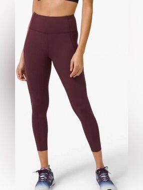 Lululemon Fast and Free Tight II Size 2 Inseam 24.5" Cassis Merlot Wine Legging